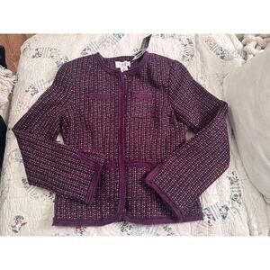 NWT BERRY TWEED JACKET BRAIDED TRIM CLASSIC COCO S